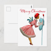 1950 Dames controleert Kerstpost Briefkaart (Voorkant / Achterkant)