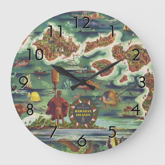 1950 Dole Map of Hawaii Joseph Feher Dark Grote Klok (Voorkant)