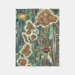 1950 Dole Map of Hawaii Joseph Feher Fleece Deken
