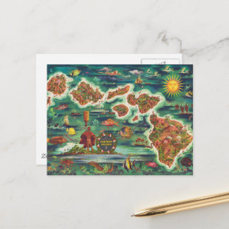 1950 Dole Map of Hawaii Joseph Feher Oil Paint Briefkaart