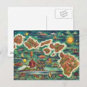 1950 Dole Map of Hawaii Joseph Feher Oil Paint Briefkaart