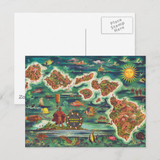 1950 Dole Map of Hawaii Joseph Feher Oil Paint Briefkaart