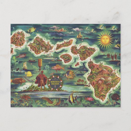 1950 Dole Map of Hawaii Joseph Feher Oil Paint Briefkaart (Voorkant)