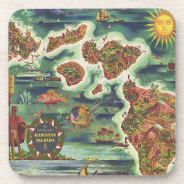 1950 Dole Map of Hawaii Joseph Feher Oil Paint Drankjes Onderzetter