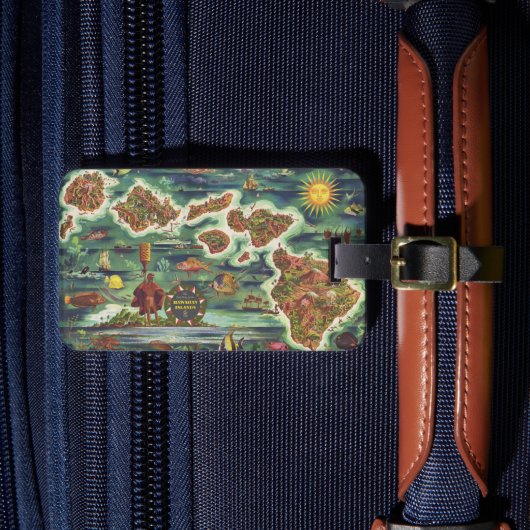 1950 Dole Map of Hawaii Joseph Feher Oil Paint Lug Bagagelabel (Voorkant Insitu 4)