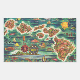 1950 Dole Map of Hawaii Joseph Feher Oil Paint Rechthoekige Sticker