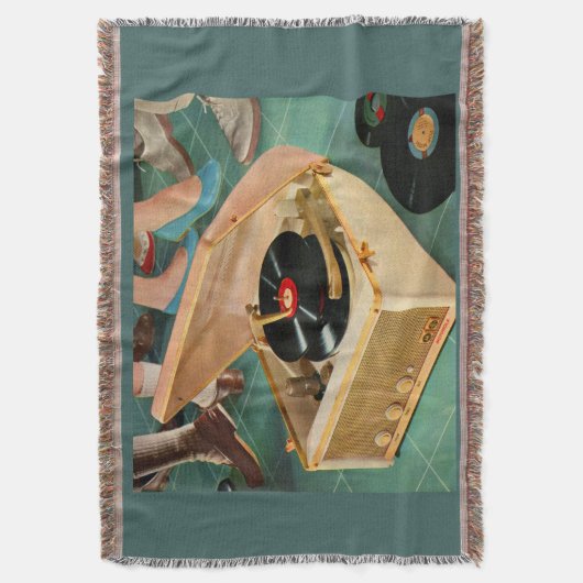 1950 draagbare platenspeler en deken (Voorkant Verticaal)