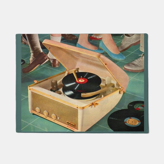 1950 draagbare platenspeler en deurmat (Voorkant)