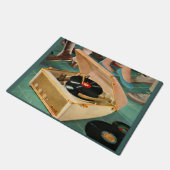 1950 draagbare platenspeler en deurmat (Schuin)