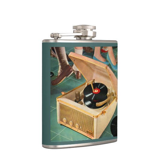 1950 draagbare platenspeler en heupfles (Rechts)