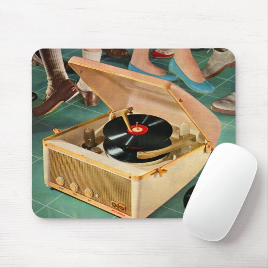 1950 draagbare platenspeler en muismat (Met muis)