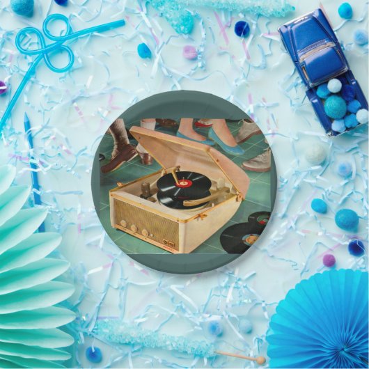 1950 draagbare platenspeler en papieren bordje (Feest)