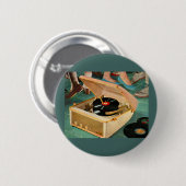 1950 draagbare platenspeler en ronde button 5,7 cm (Voorkant /achterkant)