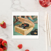 1950 draagbare platenspeler en servetten (Insitu)