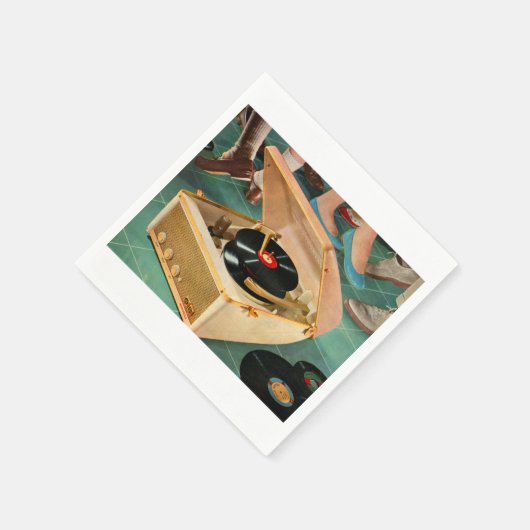 1950 draagbare platenspeler en servetten (Hoek)