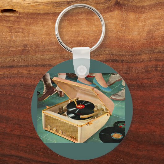 1950 draagbare platenspeler en sleutelhanger (Voorkant)