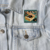 1950 draagbare platenspeler en vierkante button 5,1 cm (In situ)