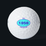 1950 Editable 70th Birthday Blue op maat Golfballen<br><div class="desc">1950 Bewerkbare 70e Verjaardag Blauw Gepersonaliseerde Golfballen voor de coole vader,  papa,  oom,  broer neef golfer. Voeg zijn voornaam,  achternaam of monogram toe.</div>