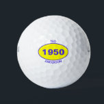 1950 Editable 70th Birthday Yellow Personalized Golfballen<br><div class="desc">1950 Bewerkbare 70e verjaardag Geel Gepersonaliseerde golfballen voor de coole vader,  papa,  oom,  broer neef golfer. Voeg zijn voornaam,  achternaam of monogram toe.</div>