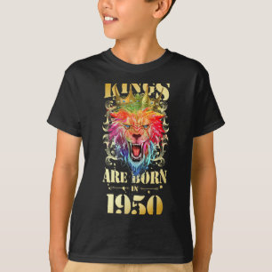 1950 Geboren Koning Kroon Leeuw Verjaardag Quote T-shirt
