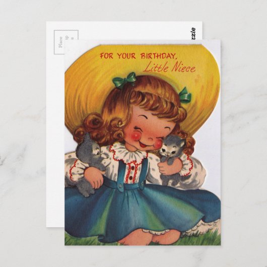  1950 Happy Birthday kleine Niece Briefkaart (Voorkant / Achterkant)