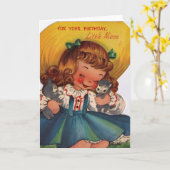 1950 Happy Birthday kleine Niece Kaart (Gele Bloem)