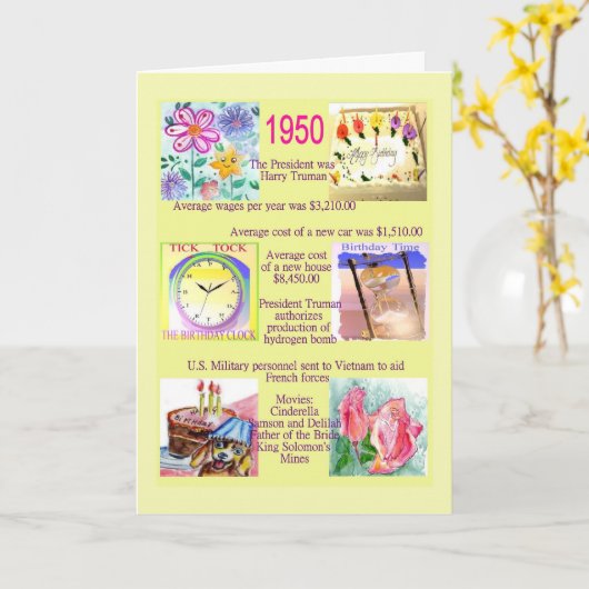 1950 het Jaar was u geboren Kaart (Gele Bloem)