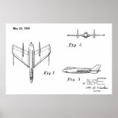 1950 Jet Airplane Patent Drawing Art Print (Voorkant)