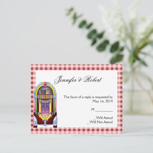 1950  Jukebox RSVP Briefkaart (Staand voorkant)