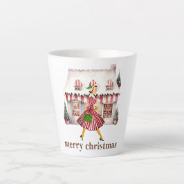 1950 Kerst  Lady Shopping Latte Mok