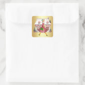 1950 Kerst  Lady Shopping Vierkante Sticker (Tas)