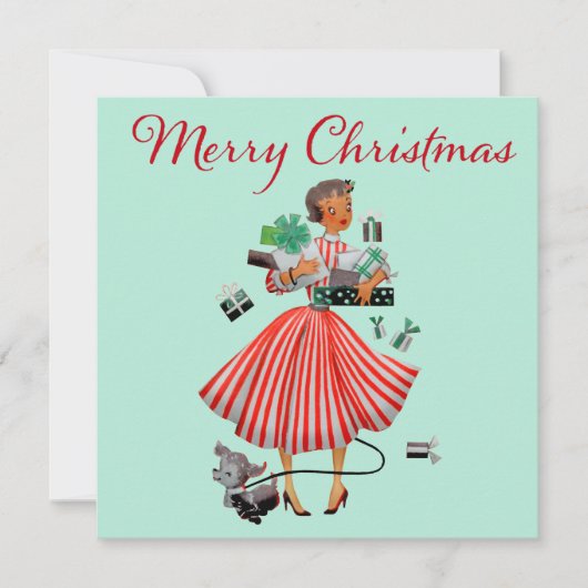1950 Kerst Vintage Dame Kaart (Voorkant)