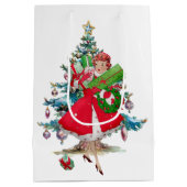 1950 Kerst Vintage Dame Medium Cadeauzakje (Achterkant)