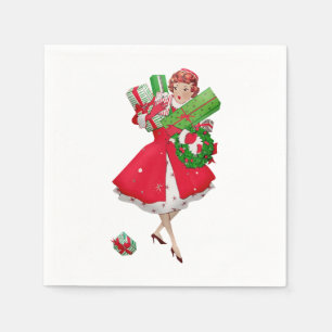 1950 Kerst Vintage Dames Servet