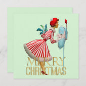 1950 Kerst Vintage Lady Merry Christmas (Voorkant / Achterkant)