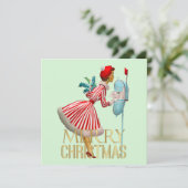 1950 Kerst Vintage Lady Merry Christmas (Staand voorkant)