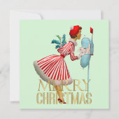 1950 Kerst Vintage Lady Merry Christmas (Voorkant)