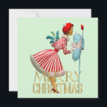 1950 Kerst Vintage Lady Merry Christmas<br><div class="desc">Kerstmis zoals het er in de jaren 1950 uitzag met dit retro kunstwerk van een dame,  helemaal gekleed in een volledig rokkeljurk</div>