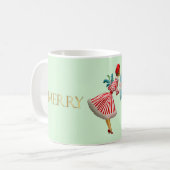 1950 Kerst Vintage Lady Merry Christmas Koffiemok (Voorkant links)