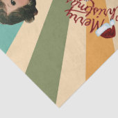 1950 Kerst Vrouw met Retro Achtergrond Tissuepapier (Detail)