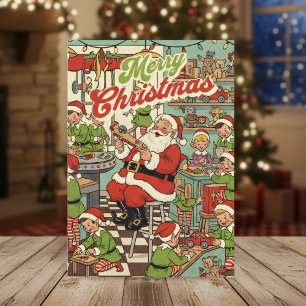 1950 Kerstkaart – Vintage Kerstman & Elfen