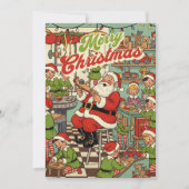 1950 Kerstkaart – Vintage Kerstman & Elfen (Voorkant)