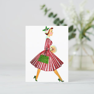 1950 Kerstman  dame Briefkaart