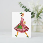 1950 Kerstman  dame Briefkaart (Staand voorkant)