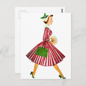 1950 Kerstman  dame Briefkaart (Voorkant / Achterkant)