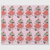 1950 Kerstman  dame Cadeaupapier (Vlak)