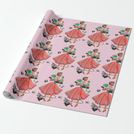1950 Kerstman  dame Cadeaupapier