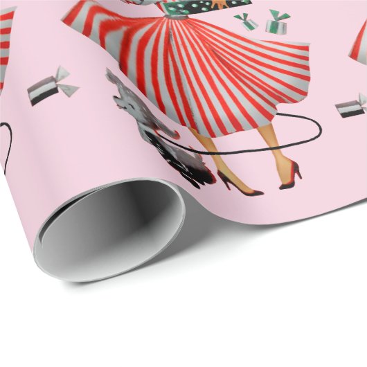 1950 Kerstman  dame Cadeaupapier (Rol Hoek)