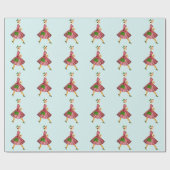 1950 Kerstman  dame Cadeaupapier (Vlak)