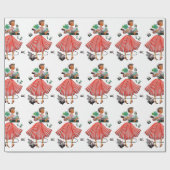 1950 Kerstman  dame Cadeaupapier (Vlak)